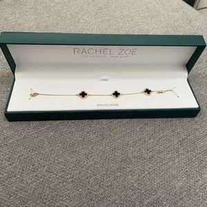 Rachel Zoe Black Clover 18k Gold Plated Sterling Silver Bracelet